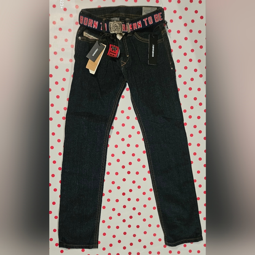 SUPER SLIM_SKINNY BOYS JEANS WITH Diesel Buckle BELT
